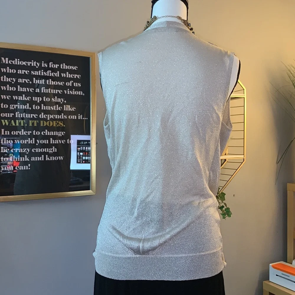 💛 WBHM | Gold Sparkly Taupe Faux Wrap Top - Picture 4 of 8